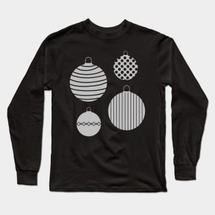 Silver Tone Christmas Baubles Long Sleeve T-Shirt